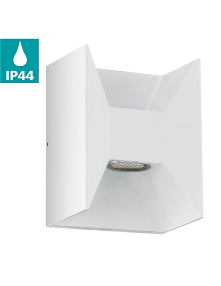 Aplique de Pared LED Cuadrado Luz Arriba y Abajo MORINO blanco, 2x2,5W 3000K IP44
