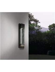 Aplique de pared LED Exterior VILLAGRAZIA negro de vidrio con burbujas de aire 30cm largo 2