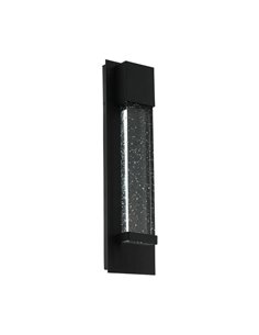 Aplique de pared LED Exterior VILLAGRAZIA negro de vidrio con burbujas de aire 30cm largo