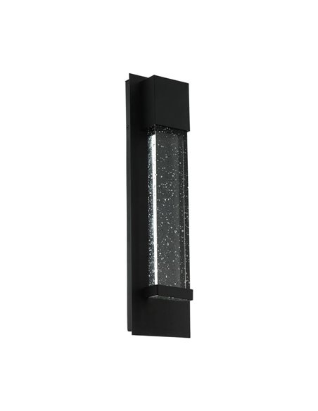 VILLAGRAZIA Aplique LED para exterior em vidro preto com bolhas de ar com 30 cm de comprimento