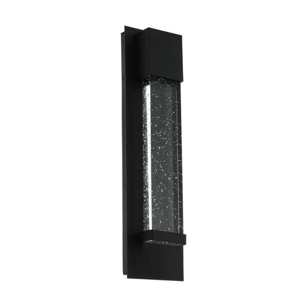 Aplique de pared LED Exterior VILLAGRAZIA negro de vidrio con burbujas de aire 30cm largo