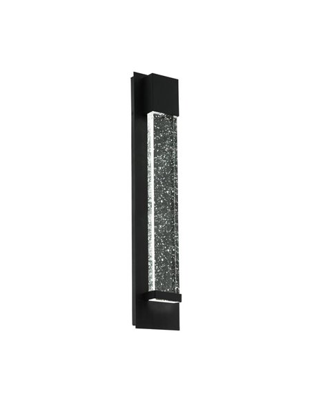 Aplique de pared LED Exterior VILLAGRAZIA negro de vidrio con burbujas de aire 40cm largo
