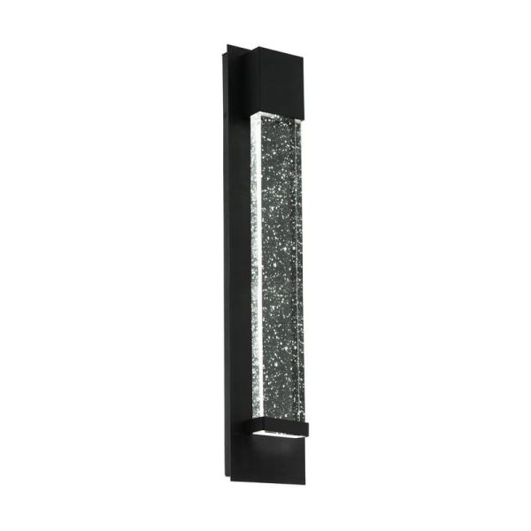 Aplique de pared LED Exterior VILLAGRAZIA negro de vidrio con burbujas de aire 40cm largo