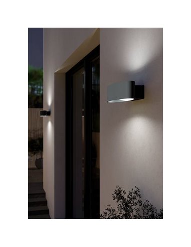 Aplique de pared exterior LED CHINOA de acero negro 3000K 1300Lm