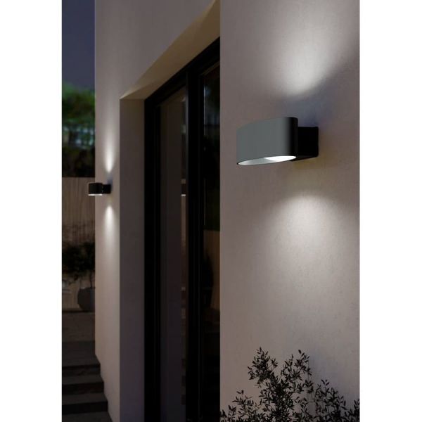 Aplique de pared exterior LED CHINOA de acero negro 3000K 1300Lm