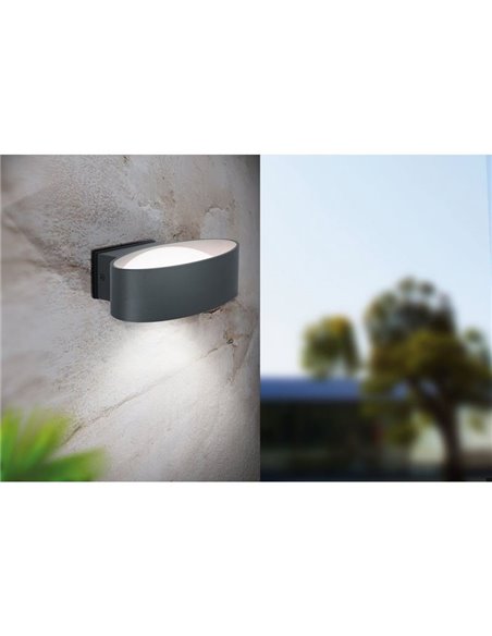Aplique de pared exterior LED CHINOA de acero negro 3000K 1300Lm