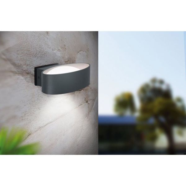 Aplique de pared exterior LED CHINOA de acero negro 3000K 1300Lm