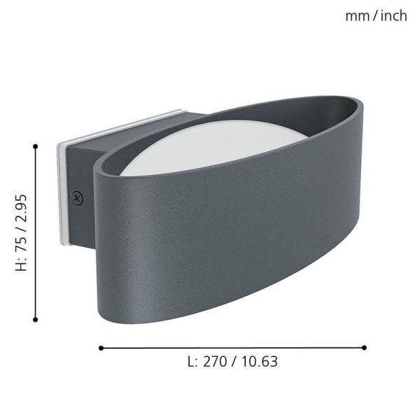 Aplique de pared exterior LED CHINOA de acero negro 3000K 1300Lm