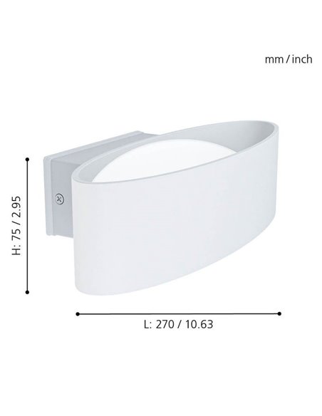 Aplique de pared exterior LED CHINOA de acero blanco 3000K 1300Lm