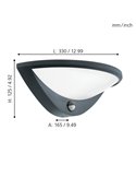Applique d'extérieur LED anthracite semi-circulaire BELCREDA avec détecteur de mouvement