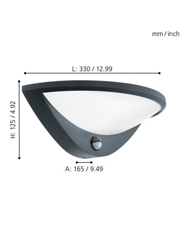 Applique d'extérieur LED anthracite semi-circulaire BELCREDA avec détecteur de mouvement
