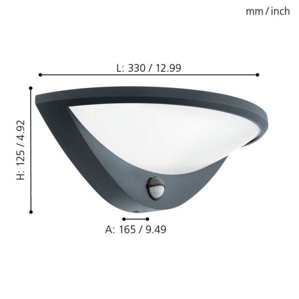 Lámpara de pared exterior LED BELCREDA semicircular antracita con sensor de movimiento