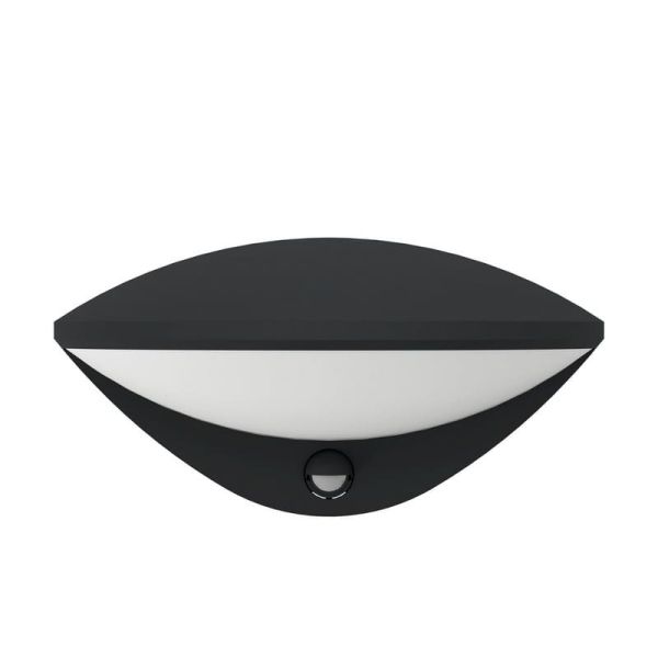 Lámpara de pared exterior LED BELCREDA semicircular antracita con sensor de movimiento