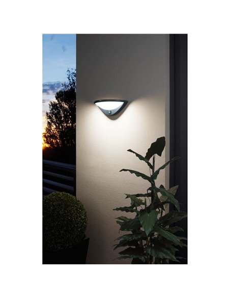 Lámpara de pared exterior LED BELCREDA semicircular antracita con sensor de movimiento