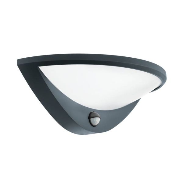 Lámpara de pared exterior LED BELCREDA semicircular antracita con sensor de movimiento