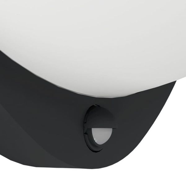 Lámpara de pared exterior LED BELCREDA semicircular antracita con sensor de movimiento