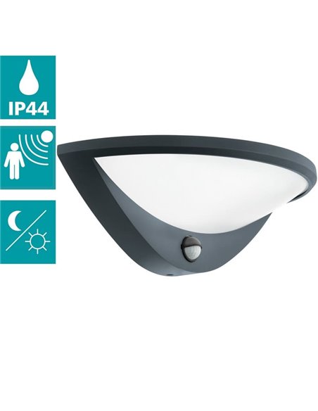 Lámpara de pared exterior LED BELCREDA semicircular antracita con sensor de movimiento