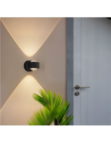 Applique d'extérieur LED circulaire TREVIOLO 3000K, 460Lm avec abat-jour en verre transparent