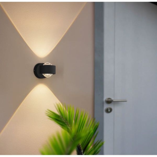 Aplique exterior LED circular TREVIOLO 3000K, 460Lm con pantalla vidrio claro