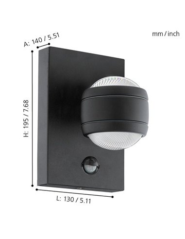 Aplique de pared exterior LED con sensor de movimiento dia/noche SESIMBA antracita 3000K, 660Lm 