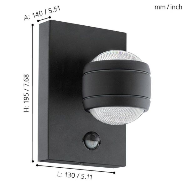Aplique de pared exterior LED con sensor de movimiento dia/noche SESIMBA antracita 3000K, 660Lm 