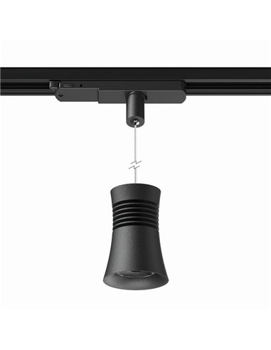 Lámpara colgante de carril LED PAGODA 12.5W 3000K Pista Trifásica Negro 3000K 950 Lm/ 4000K 1050 Lm