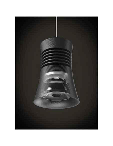 Lámpara colgante de carril LED PAGODA 12.5W 3000K Pista Trifásica Negro 3000K 950 Lm/ 4000K 1050 Lm