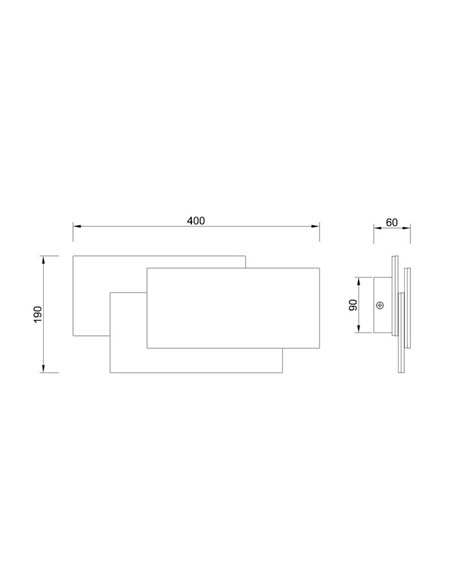 Aplique de pared LED interior TAHITI XL 36W 3000K 3240 Lm blanco/negro