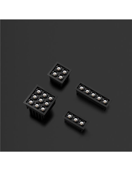 Downlight LED empotrable cuadrado BLACK FOSTER MICRO RECESSED 3X3 6 Luces negro 2700K/3000K/4000K Dimmable/No Regulable Dali/Pus