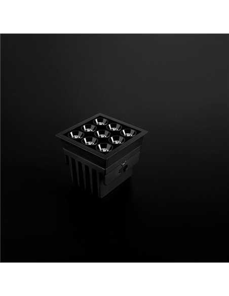 Downlight LED encastrable carré NOIR FOSTER MICRO RECESSED 3X3 6 Lumières noir 2700K/3000K/4000K Gradable/Non Gradable Dali/Pus