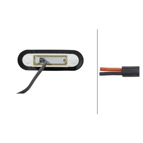 Trasera Luz de Gálibo LED HELLA 12/24V - Montaje Lateral - Amarillo - ADR/GGVS - Cable 2500m