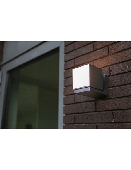 Aplique LED de pared exterior CUBA 1 cabezal 12,2W antracita/negro mate de 3000K/4000K