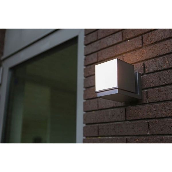 Aplique LED de pared exterior CUBA 1 cabezal 12,2W antracita/negro mate de 3000K/4000K