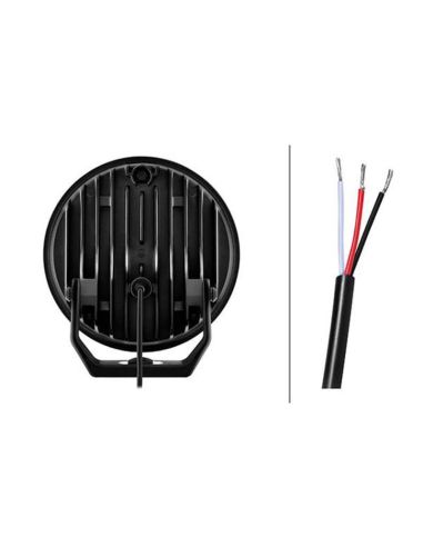Faro LED 7" Homologado Blade Negro - Luz de Posición Blanca y Largo Alcance R10, R149, R148, 25 Puntos 1FJ 357 198-041 Hella