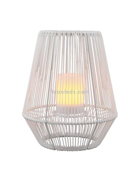 Candeeiro de mesa solar LED exterior com sensor Mineros | LeónIluminação Leds | pequena lâmpada solar branca