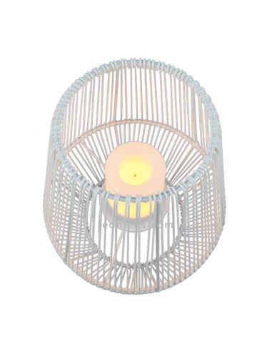 Candeeiro de mesa solar LED exterior com sensor Mineros | LeónIluminação Leds | pequena lâmpada solar branca de plástico