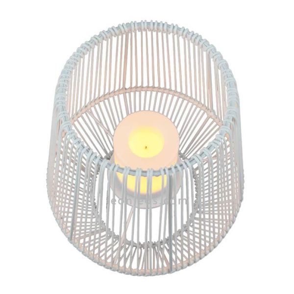 Lampe de table solaire LED d'extérieur avec capteur Mineros | Éclairage LeónLeds | petite lampe solaire blanche en plastique