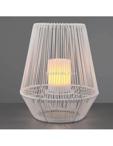 Sobremesa solar LED para exterior con sensor Mineros | LeónLeds Iluminación | lámpara solar blanca pequeña con vela