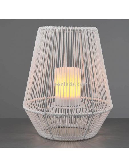 Sobremesa solar LED para exterior con sensor Mineros | LeónLeds Iluminación | lámpara solar blanca pequeña con vela