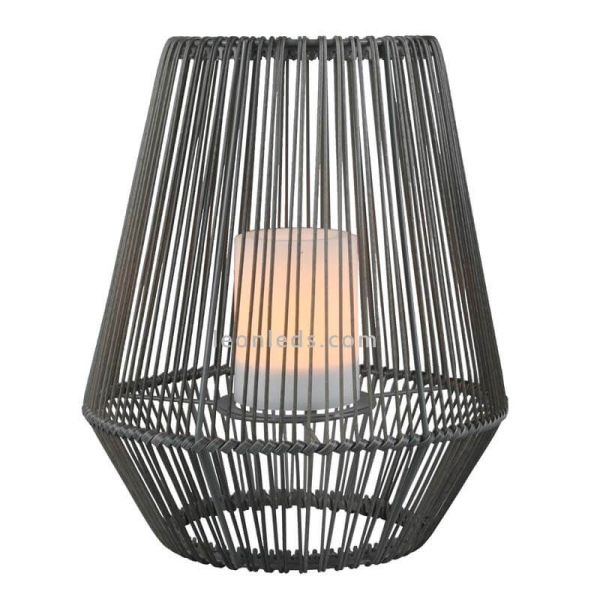 Candeeiro de mesa solar LED exterior com sensor Mineros | LeónIluminação Leds | pequena lâmpada solar preta