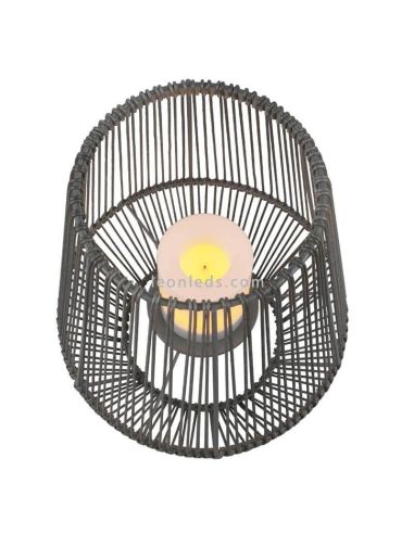 Candeeiro de mesa solar LED exterior com sensor Mineros | LeónIluminação Leds | pequena lâmpada solar de plástico preto