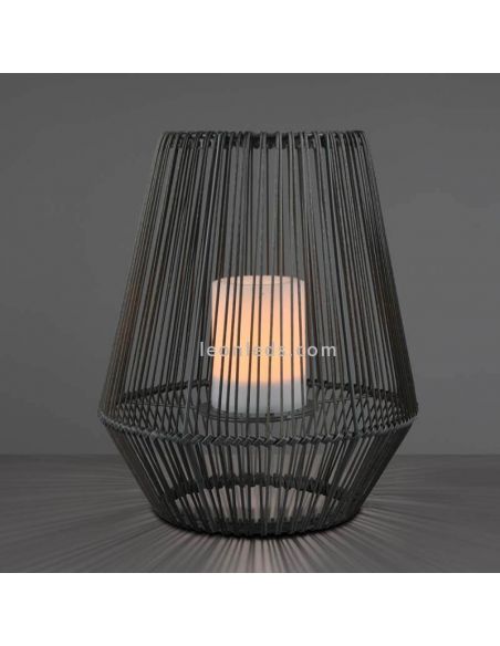 Sobremesa solar LED para exterior con sensor Mineros | LeónLeds Iluminación | lámpara solar negra pequeña con vela