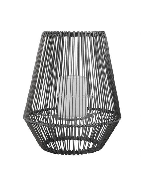 Candeeiro de mesa solar LED exterior com sensor Mineros | LeónIluminação Leds | lâmpada solar preta pequena luz quente