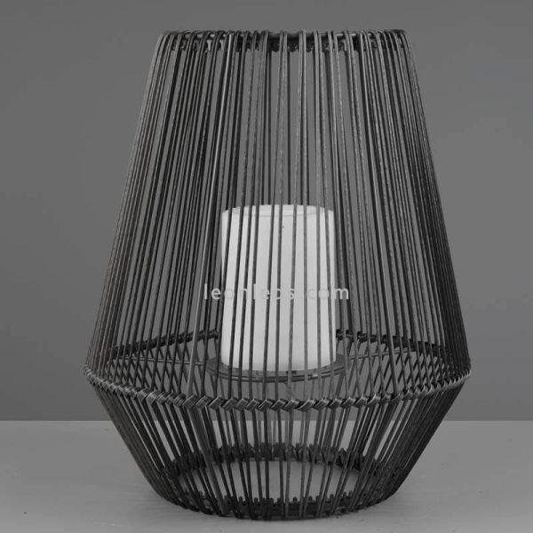 Candeeiro de mesa solar LED exterior com sensor Mineros | LeónIluminação Leds | pequena lâmpada solar preta para restaurante
