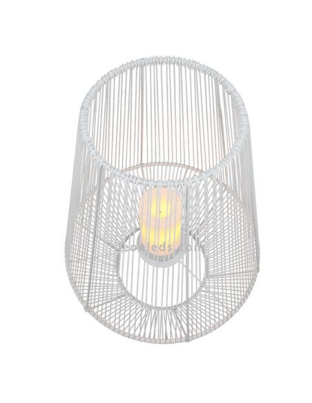 Candeeiro de mesa solar LED exterior com sensor Mineros | LeónIluminação Leds | grande lâmpada solar branca de plástico