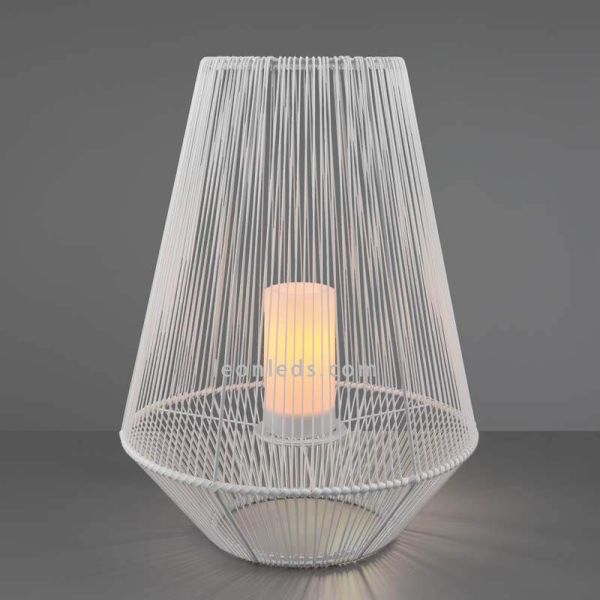 Sobremesa solar LED para exterior con sensor Mineros | LeónLeds Iluminación | lámpara solar blanca alta con vela