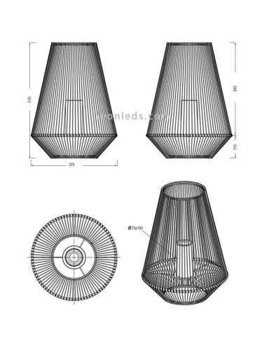 Lampe de table solaire LED d'extérieur avec capteur Mineros | Éclairage LeónLeds | grandes mesures de lampes solaires