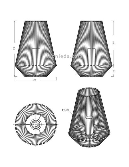 Lampe de table solaire LED d'extérieur avec capteur Mineros | Éclairage LeónLeds | grandes mesures de lampes solaires