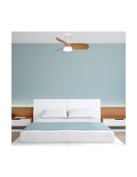 Ventilador LED BYAN Blanco+Madera 18W 2000Lm CCT Dim