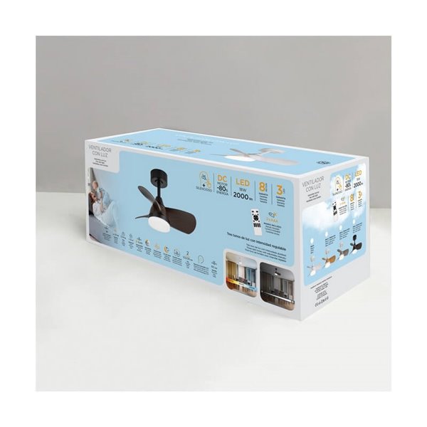 Ventilateur LED BYAN Blanc+Bois 18W 2000Lm CCT Dim